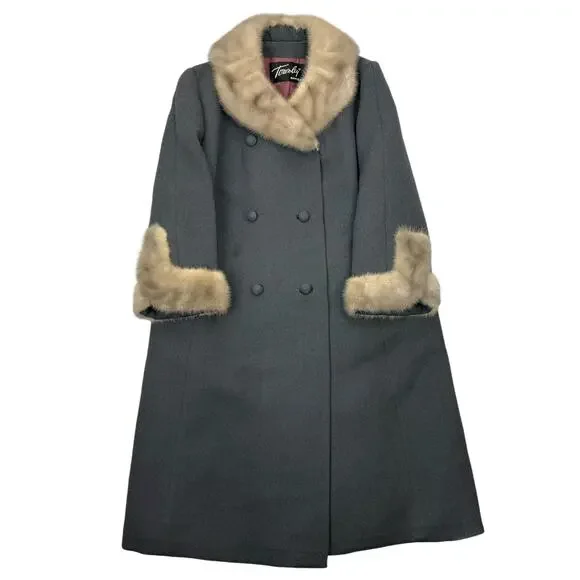 ❌SOLD❌1950's union gray wool and mink fur swing coat by TOWNLEY SAMTERS for NINA - Picture 3 of 14